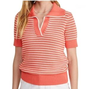 Vineyard Vines  Open-Stitch Short-Sleeve Polo Sweater
